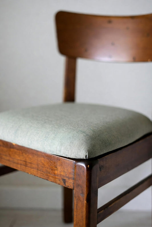 Vintage Wooden Desk Chair with Cushion